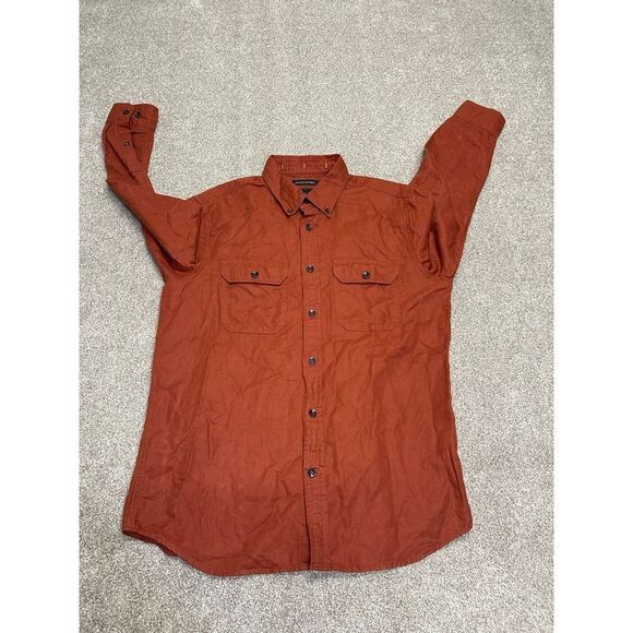 Banana Republic mens standard fit button up shirt sz medium orange linen blend - Picture 4 of 12